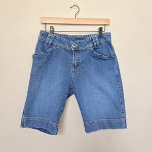Lee Blue Denim Mid Rise Long Bermuda shorts womens size 6